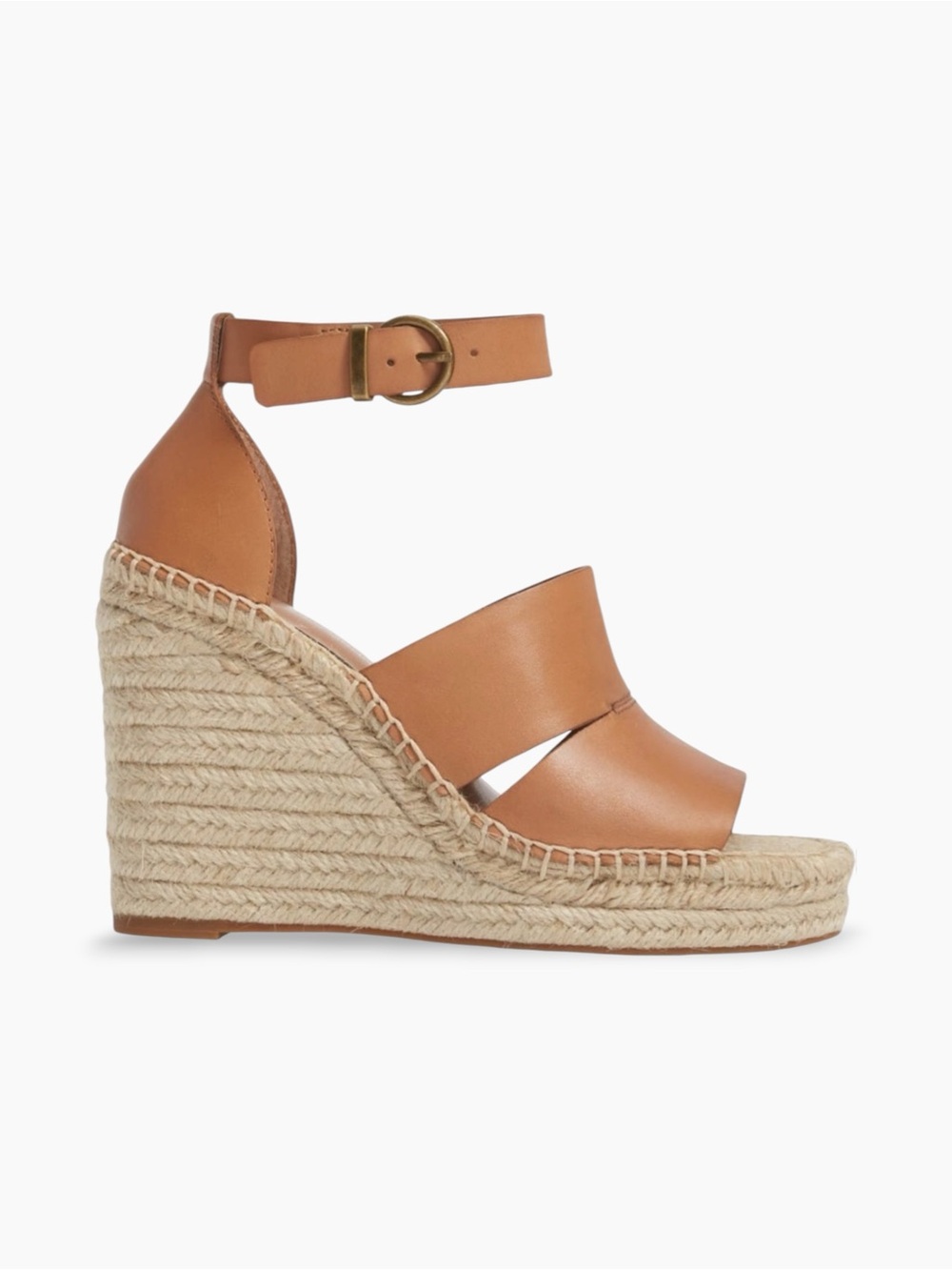 TREASURE & BOND Sannibel Wedge Sandals 7.5 Tan Leather Espadrille Platform